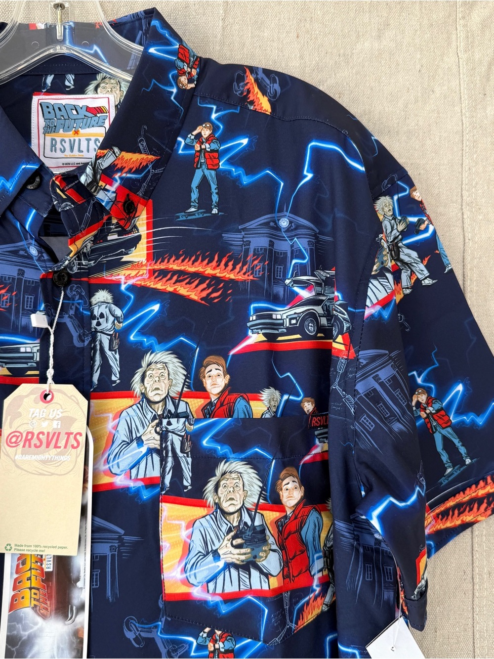 RSVLTS Size Large Back to the Future KUNUFLEX Marty McFly Button Up Shirt NWT - Picture 2 of 7
